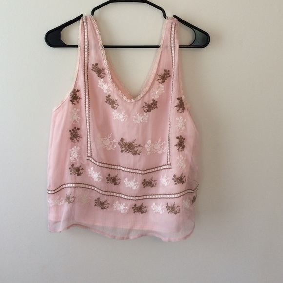 Pink tank with floral embroidery - Picture 1 of 4