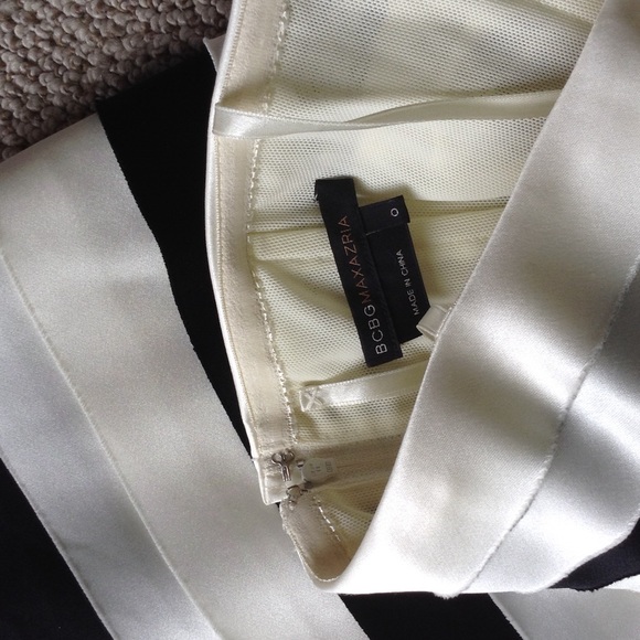 BCBG strapless black and white satin tiered gown - Picture 3 of 4