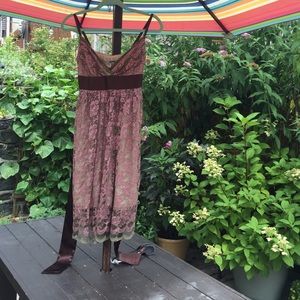 Pink and green lace dress