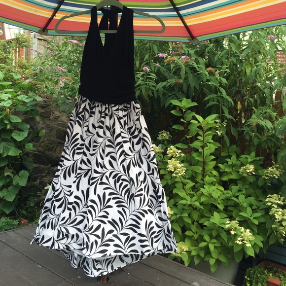 Black and white halter dress