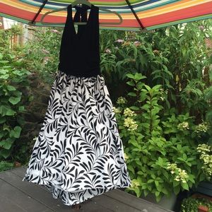 Black and white halter dress