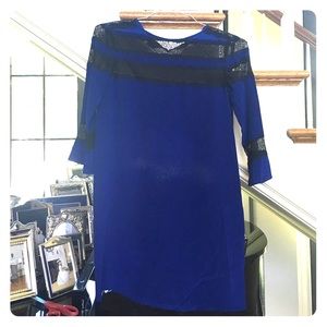 Blue with black lace Rebecca Taylor Dress