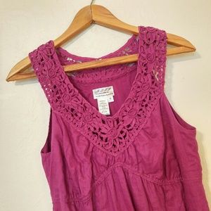 Max Studio MJJP Crochet Neckline Linen Dress