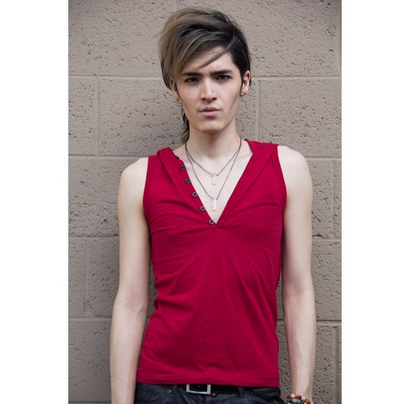 boutique Shirts - 🆕New Red Sleeveless Hooded Tank Top Button Front boutique Shirts - 🆕New Red Sleeveless Hooded Tank Top Button Front