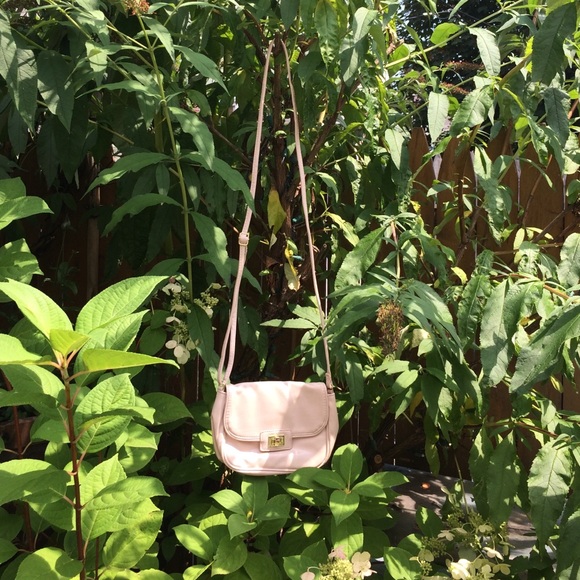 Pink patent leather cross-body bag