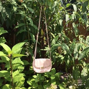 Pink patent leather cross-body bag