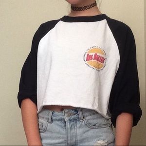 Brandy Melville LA cropped baseball top