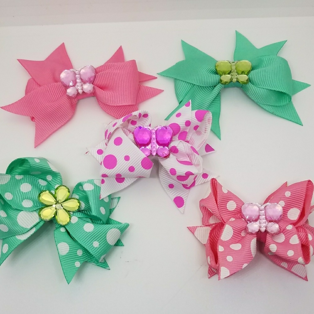 Bows, Aqua, Pink with Polka Dots & Solid