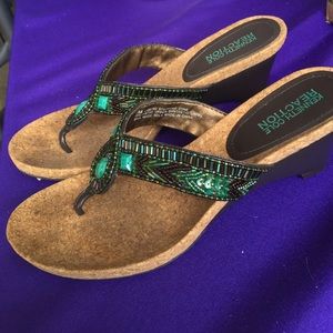 Kenneth Cole Jeweled wedges