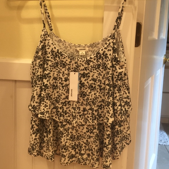 Garage Black and White Floral Tank WITH TAGS - Picture 1 of 1