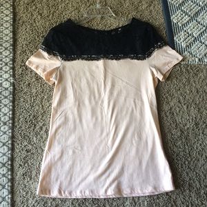 H&M Pink with Black Lace Top