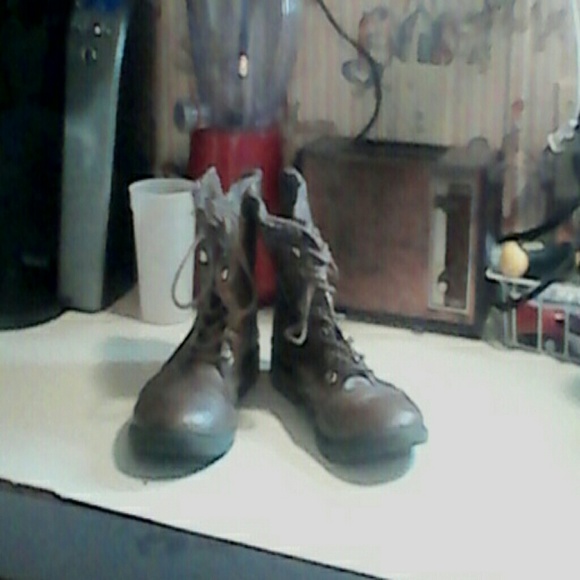 Brown zip up ankle boots