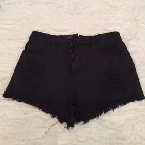 Urban Outfitters High Rise Ripped Denim Shorts