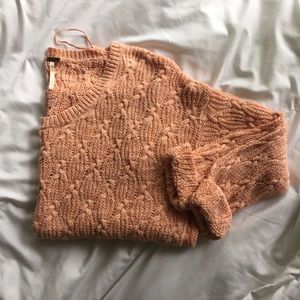 Free People Peach Cable Knit Sweater