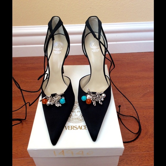 Versace Charmed Lace Up Pumps