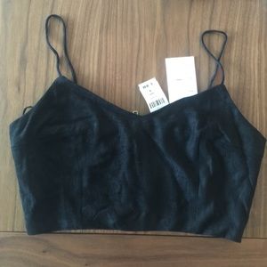 LF nwt black faux suede crop top