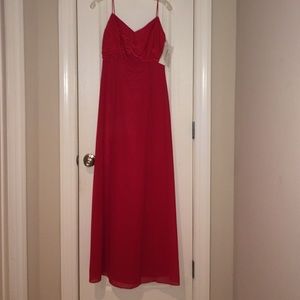 Red embroidered bodice dress