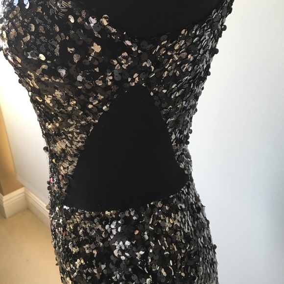 Sequin cocktail dress w/cutout sides Silver black - Picture 4 of 4