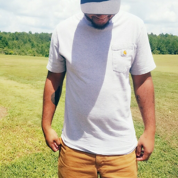 Mens Light Grey Pocket Carhartt Tee