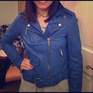Michael Kors light Blue leather jacket -size XS