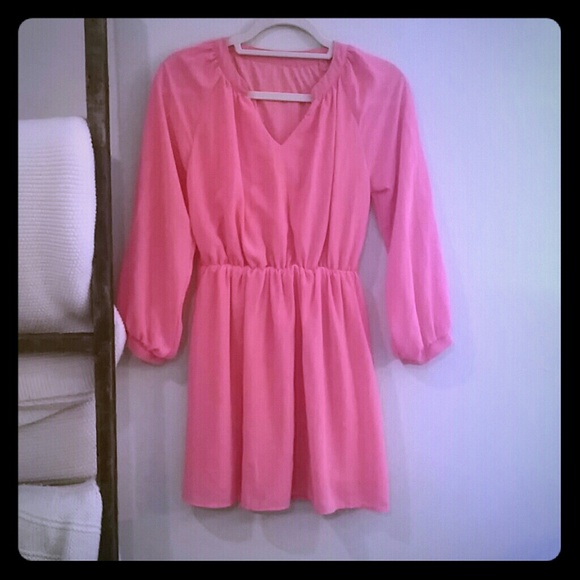 Coral long sleeve dress