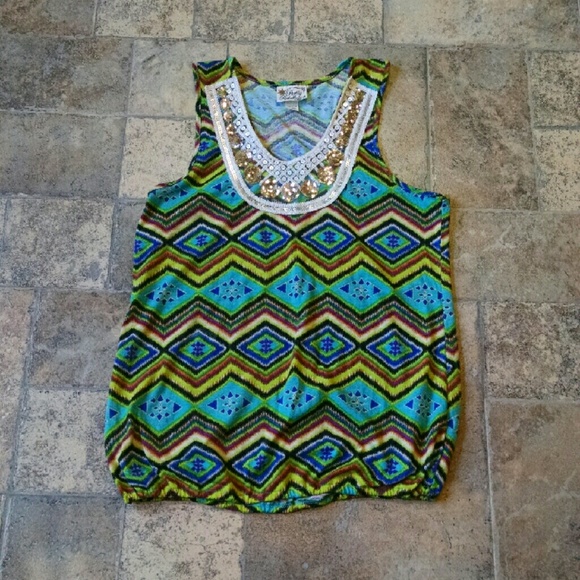 Pretty Rebellious chevron tank top sequin