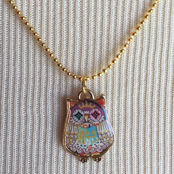 Owl Pendant Necklace 18" Color Gold New - Picture 7 of 7
