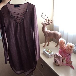 Lace up mauve dress