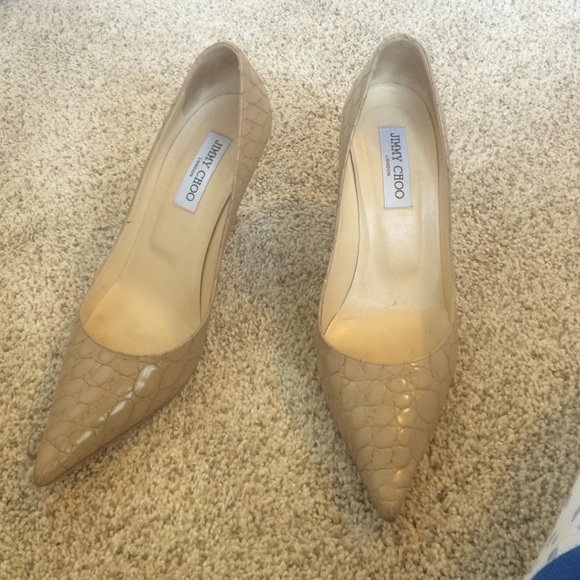 Jimmy choo pump stamped croc in nude