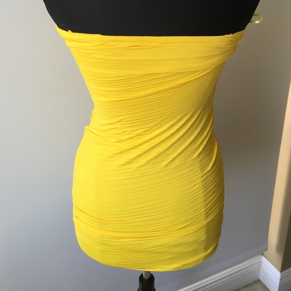 NWOT Bright yellow, club dress with beading - Picture 2 of 3