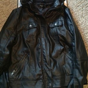 Hooded leather jacket