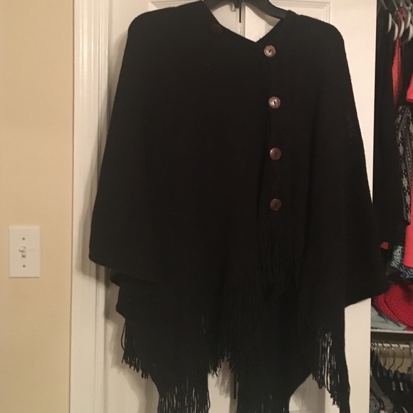 Black Shaw With Buttons! Can be worn multiple ways