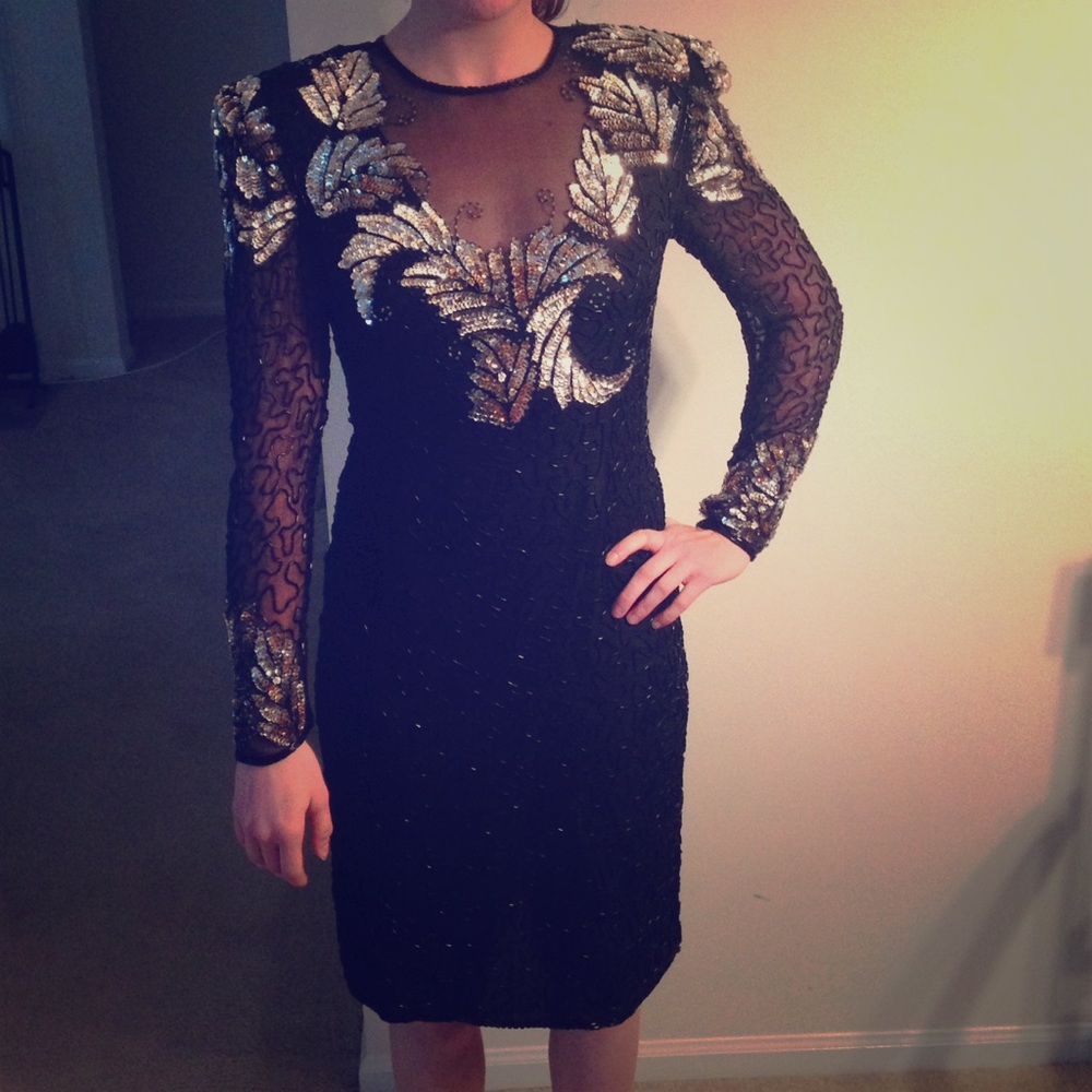 Scala Long Sleeve Sequin Cocktail Dress