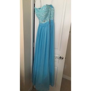 Blue Strapless formal dress