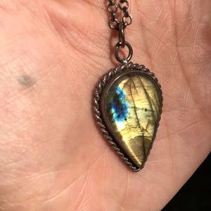 Heavy Sterling Labradorite Necklace