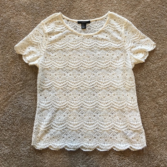 Forever 21 Cream Lace Top