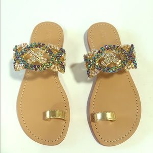 Toe ring sandals made with Czech crystals