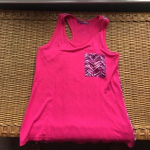 girls pink and patterned tank top