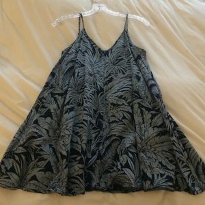 Blue Plant Print Tunic Dress