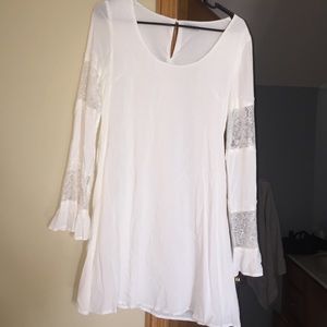 Tobi white long sleeve with lace dress, small