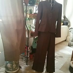 2 PC Anne Taylor Chocolate Pinstripe Suit