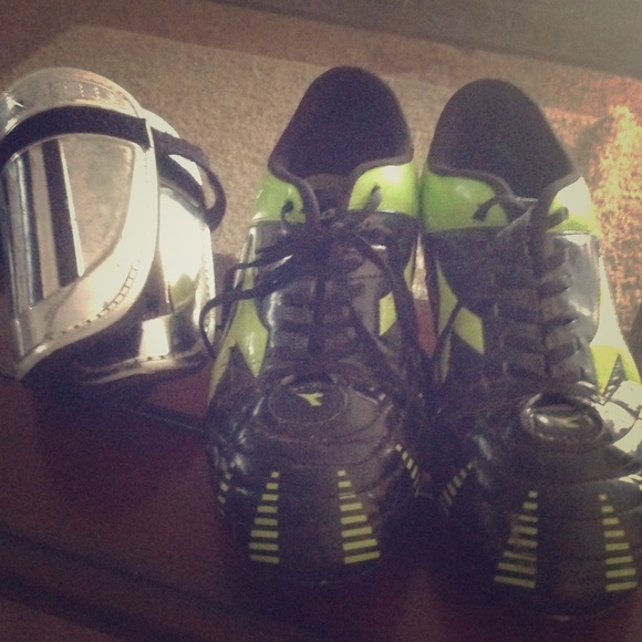 Soccer shoes and Adidas chin guards!