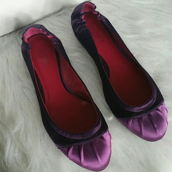 Ann Taylor Loft Ballet Satin Purple Flat Shoe 7.5M