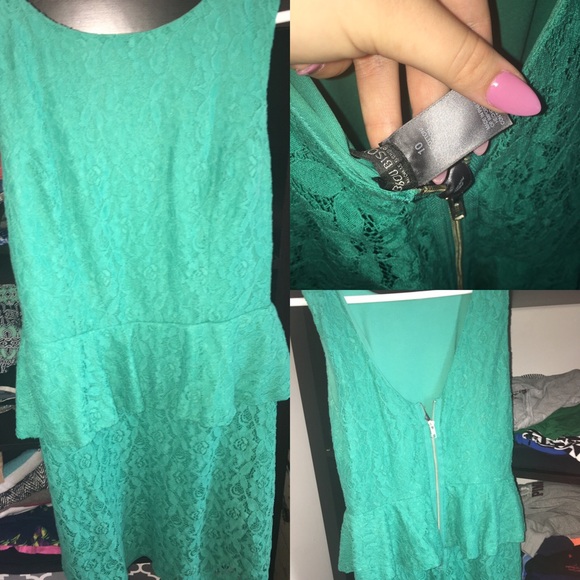 Peplum teal Bisou Bisou dress - Picture 1 of 4