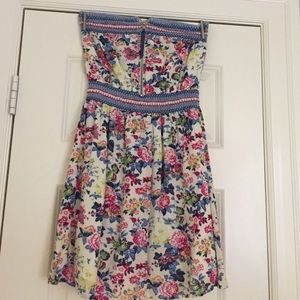 floral tube top mini dress