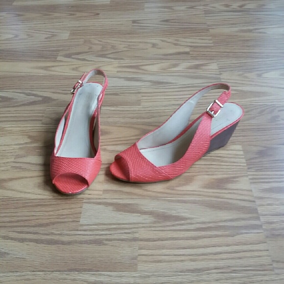 Orange peep toe wedges - Picture 1 of 3