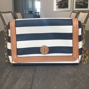 Tory Burch Kerrington Crossbody- Navy/Cream Stripe