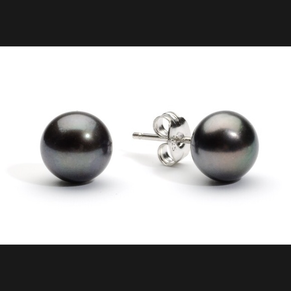 14k Yellow/White Solid Gold Pearl Stud Earrings - Picture 3 of 4