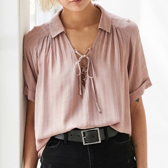BRAND NEW blush lace up blouse