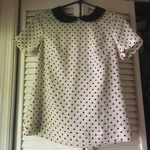 Cream blouse w/ black polka dots and collar